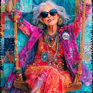 Whimsical Colourful Old Lady 002