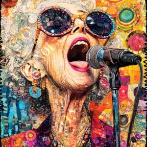 Whimsical Colourful Old Lady 003