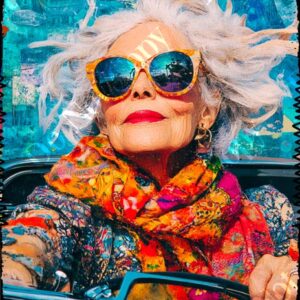 Whimsical Colourful Old Lady 005