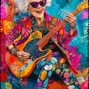 Whimsical Colourful Old Lady 009