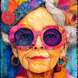 Whimsical Colourful Old Lady 012