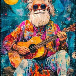 Whimsical Colourful Old Man 002