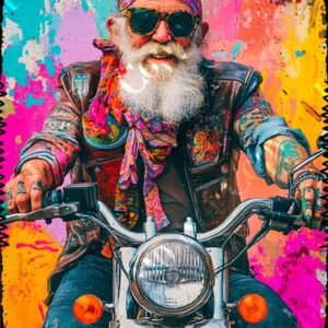 Whimsical Colourful Old Man 004