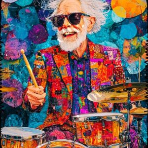 Whimsical Colourful Old Man 005