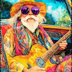 Whimsical Colourful Old Man 006