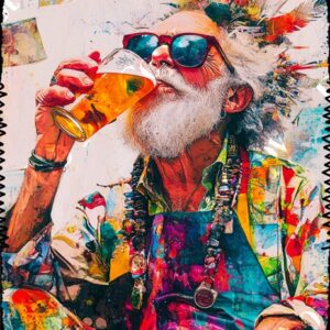 Whimsical Colourful Old Man 010