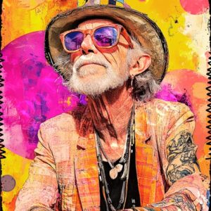 Whimsical Colourful Old Man 012