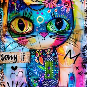Whimsical Colourful Cats 003
