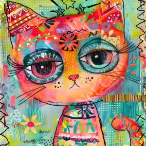 Whimsical Colourful Cats 004