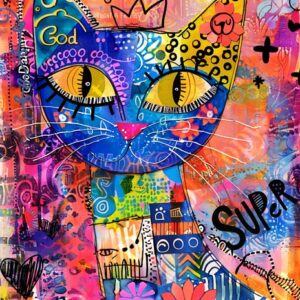 Whimsical Colourful Cats 007
